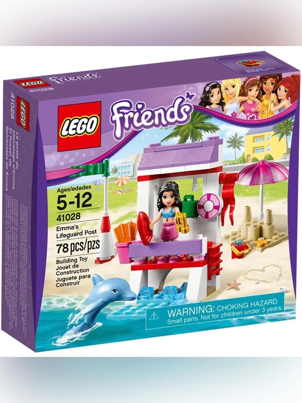 LEGO Friends 41028 Emma's Lifeguard Post Complete Set w/ Mini-Doll & Dolphin
